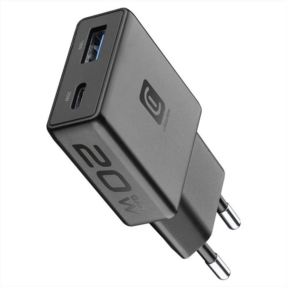 Immagine del prodotto CELLULARLINE - Caricatore Power Lite Slim 20W Dual USB-A + USB-C-Nero