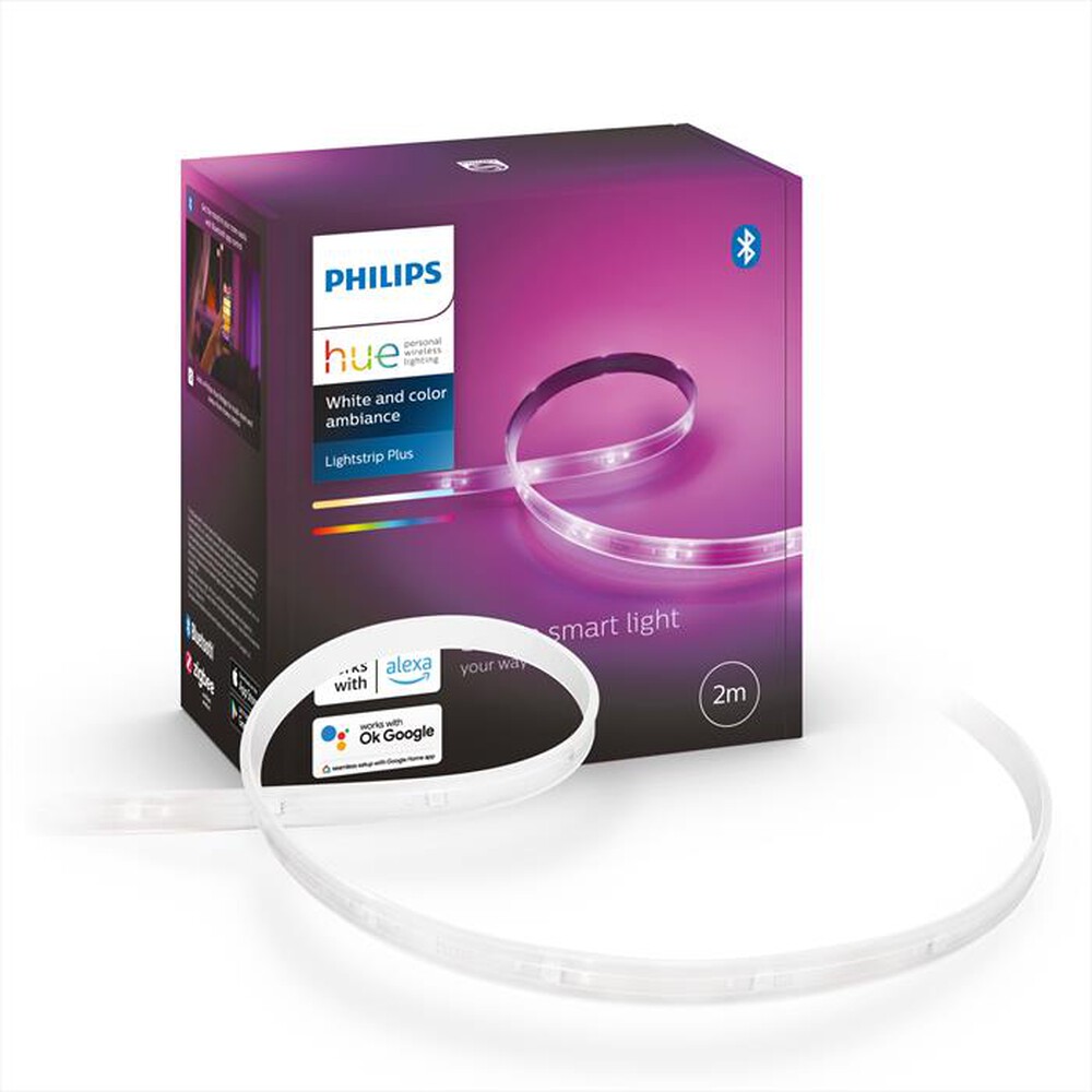 "PHILIPS - HUE LIGHTSTRIP PLUS V4 STRISCIA 2 M ESTENSIBILE WH-Luce bianca e colorata"