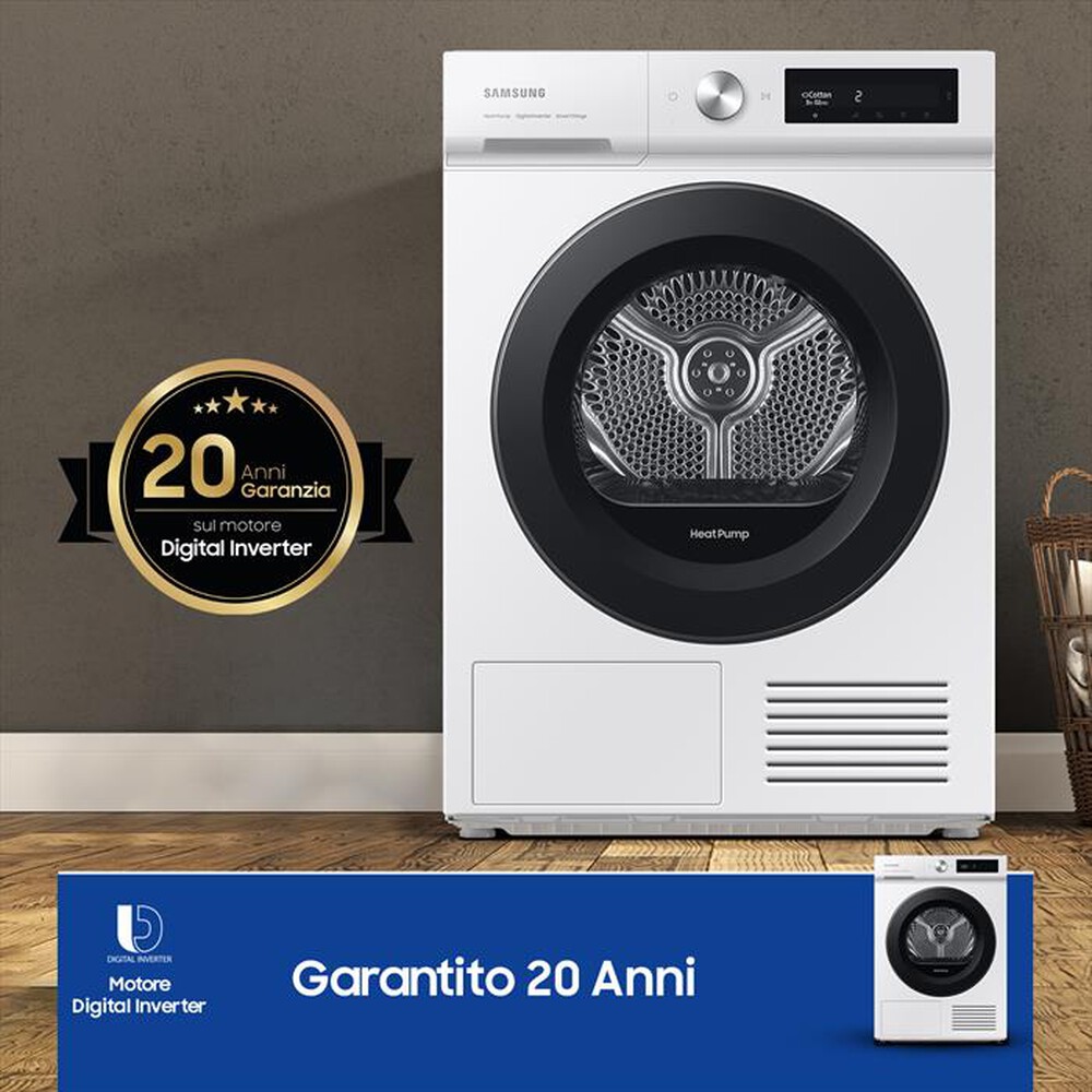 "SAMSUNG - Asciugatrice DV90BB5245AWS3 9 Kg Classe A+++-bianco oblò black"