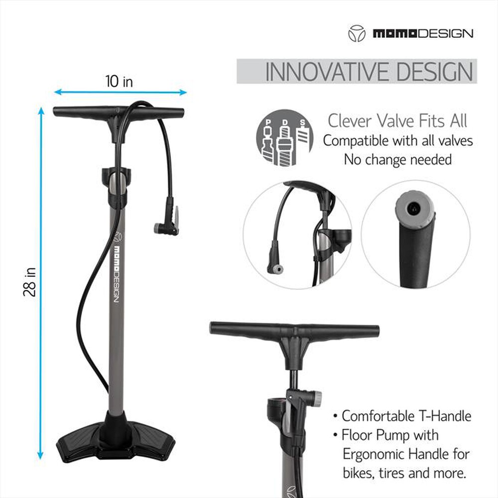 "MOMODESIGN - Pompa per bicicletta FP01-ACCIAIO-PLASTICA"