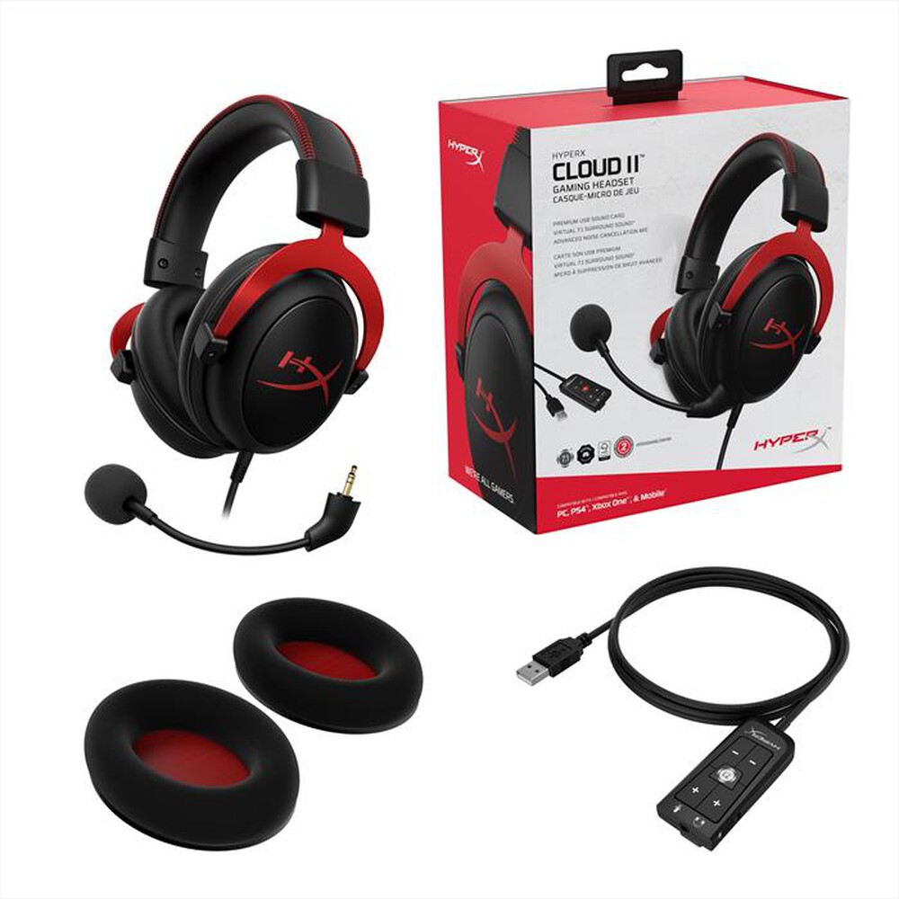 "HYPERX - Cuffie PC CLOUD II-Nero e Rosso"