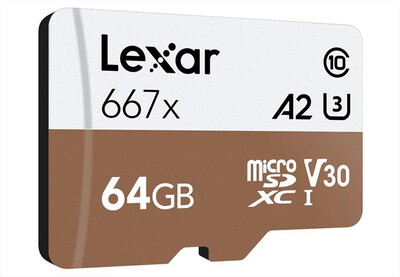 LEXAR - MICROSDXC 667X 64GB W/ADAPTER-White/Brown