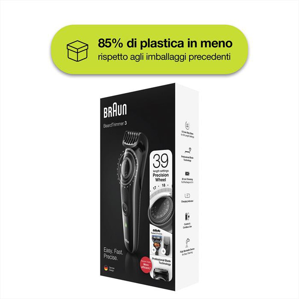 "BRAUN - Regolabarba BT3242-Nero/Grigio"