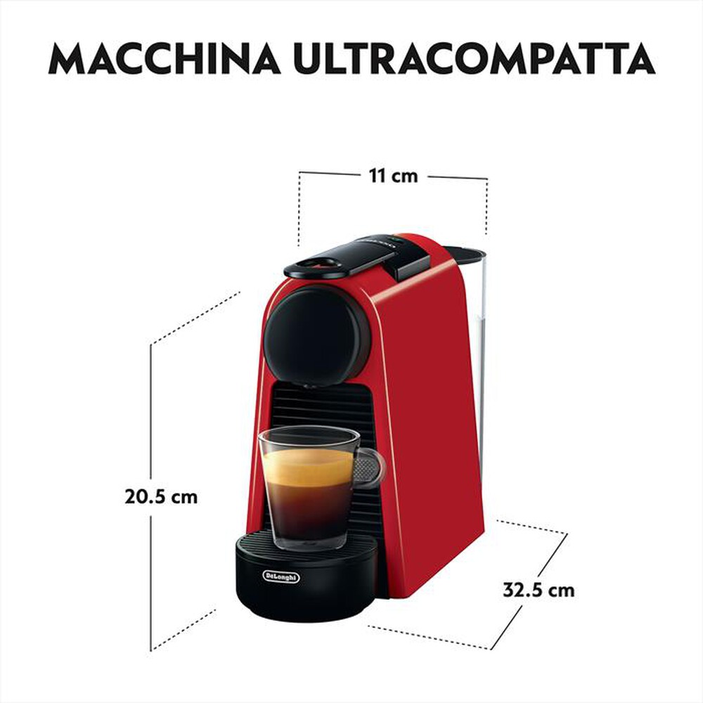 "DE LONGHI - ESSENZA MINI NESPRESSO EN85.R MACCHINA PER CAFFÈ-Rosso"