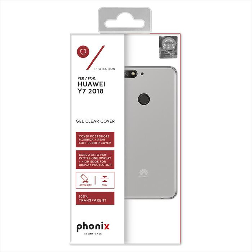 "PHONIX - HUY78GPW Cover GEL HUAWEI Y7 2018-Bianco traslucido"