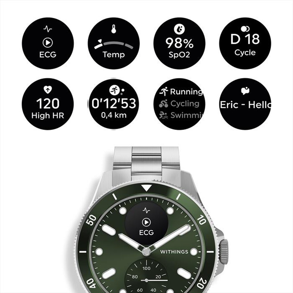 "WITHINGS - ScanWatch Nova quadrante green-Silver"