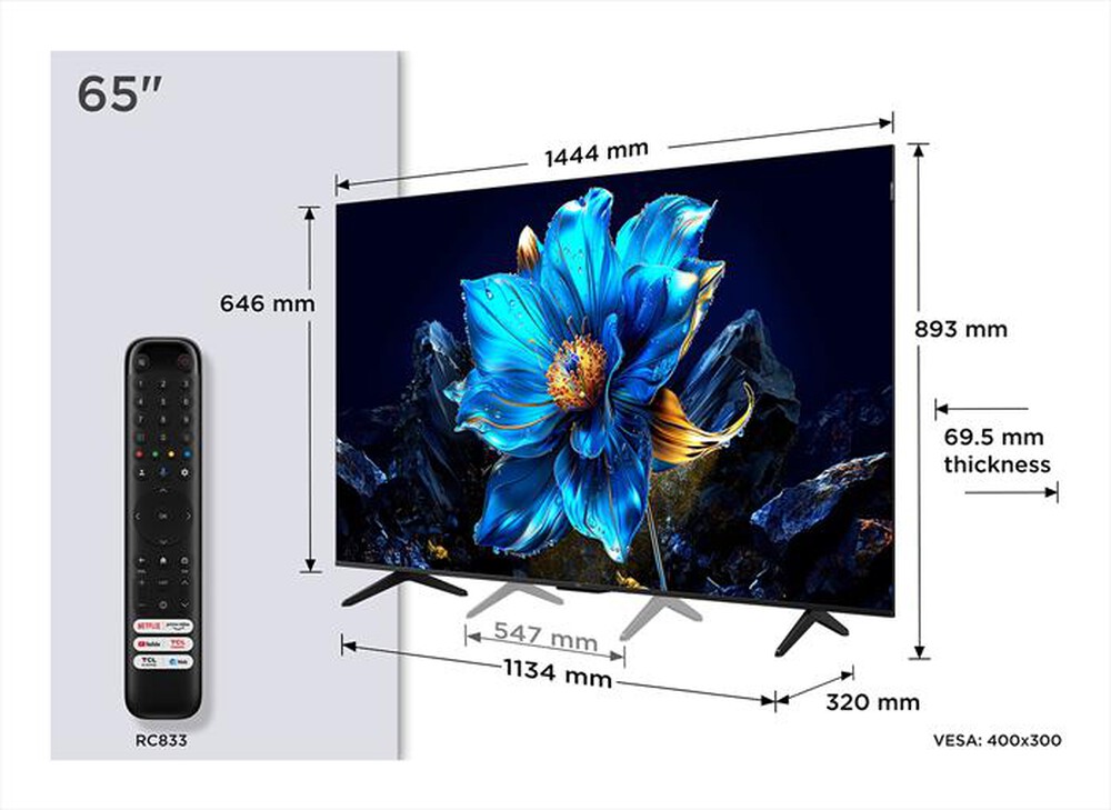 Immagine del prodotto TCL - Smart TV Q-LED UHD 4K 65" 65P79K-Metallic