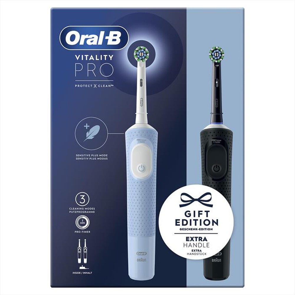 "ORAL-B - Spazzolino elettrico PW VITALITY PRO DUO HBOX-Blu, Nero"