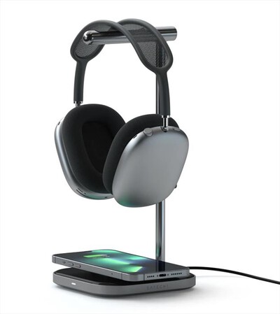 SATECHI - STAND PER CUFFIE CON RICARICA WIRELESS 2IN1-grigio