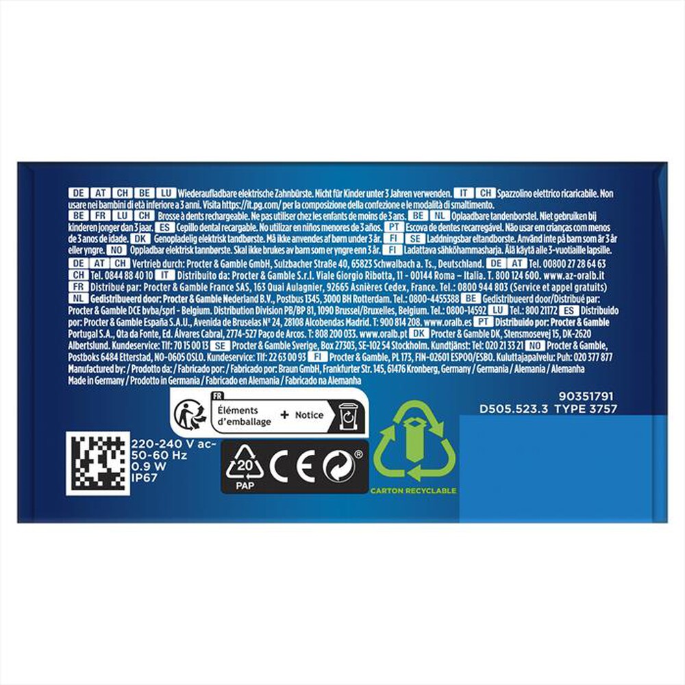 Immagine del prodotto ORAL-B - Spazzolino elettrico PRO3 3000-Nero
