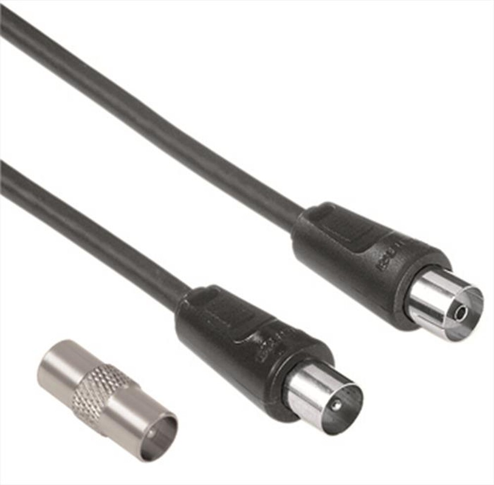 "HAMA - Cavo antenna M/F con adattatore M/M 1,5MT 75dB - NERO"