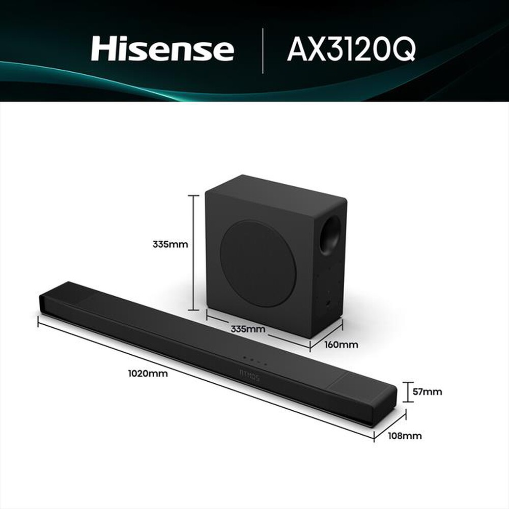 Immagine del prodotto HISENSE - Soundbar 440W + Subwoofer 240W AX3120Q-NERO