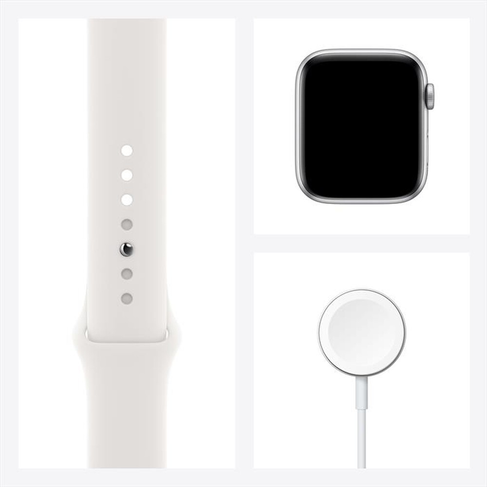 "APPLE - Watch SE GPS 44mm Alluminio Silver-Cinturino Sport Bianco"