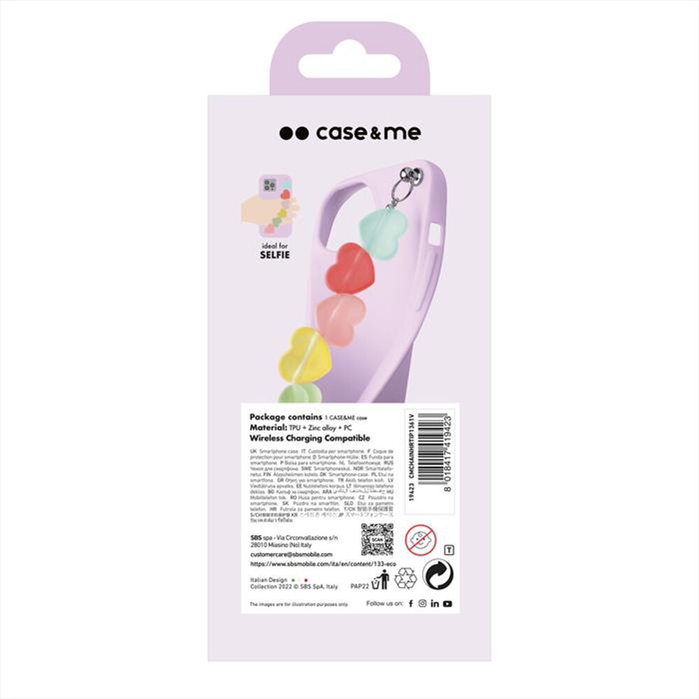 "CASEME - Cover catena cuore CMCHAINHRTIP1361V per iPhone 13-Viola"