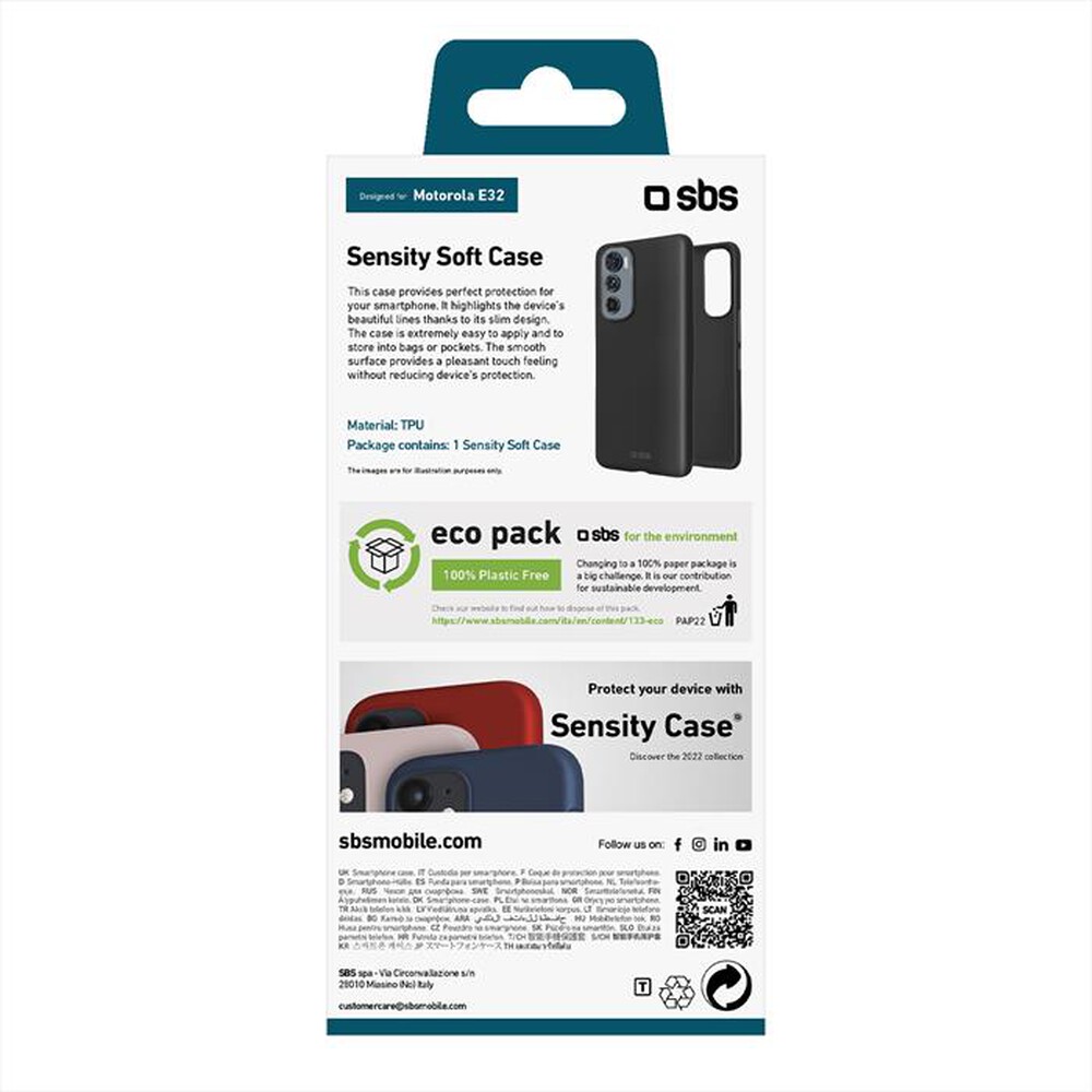 Immagine del prodotto SBS - Cover Sensity TESENSMOE32K per Motorola E32-Nero