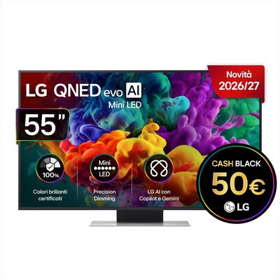 LG - Smart TV QNED EVO AI MINILED 4K 55" 55QNED86B6B-Charcoal Black