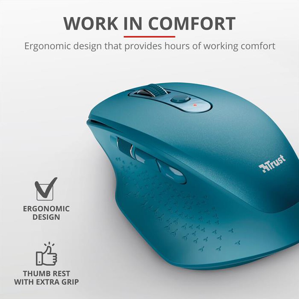 "TRUST - OZAA RECHARGEABLE S MOUSE BLUE-Blue"