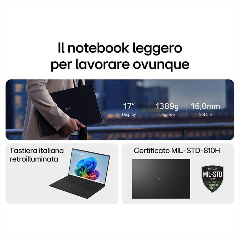 Immagine del prodotto LG - Notebook 17" Copilot+ PC GRAM AI 17Z90TL-Nero