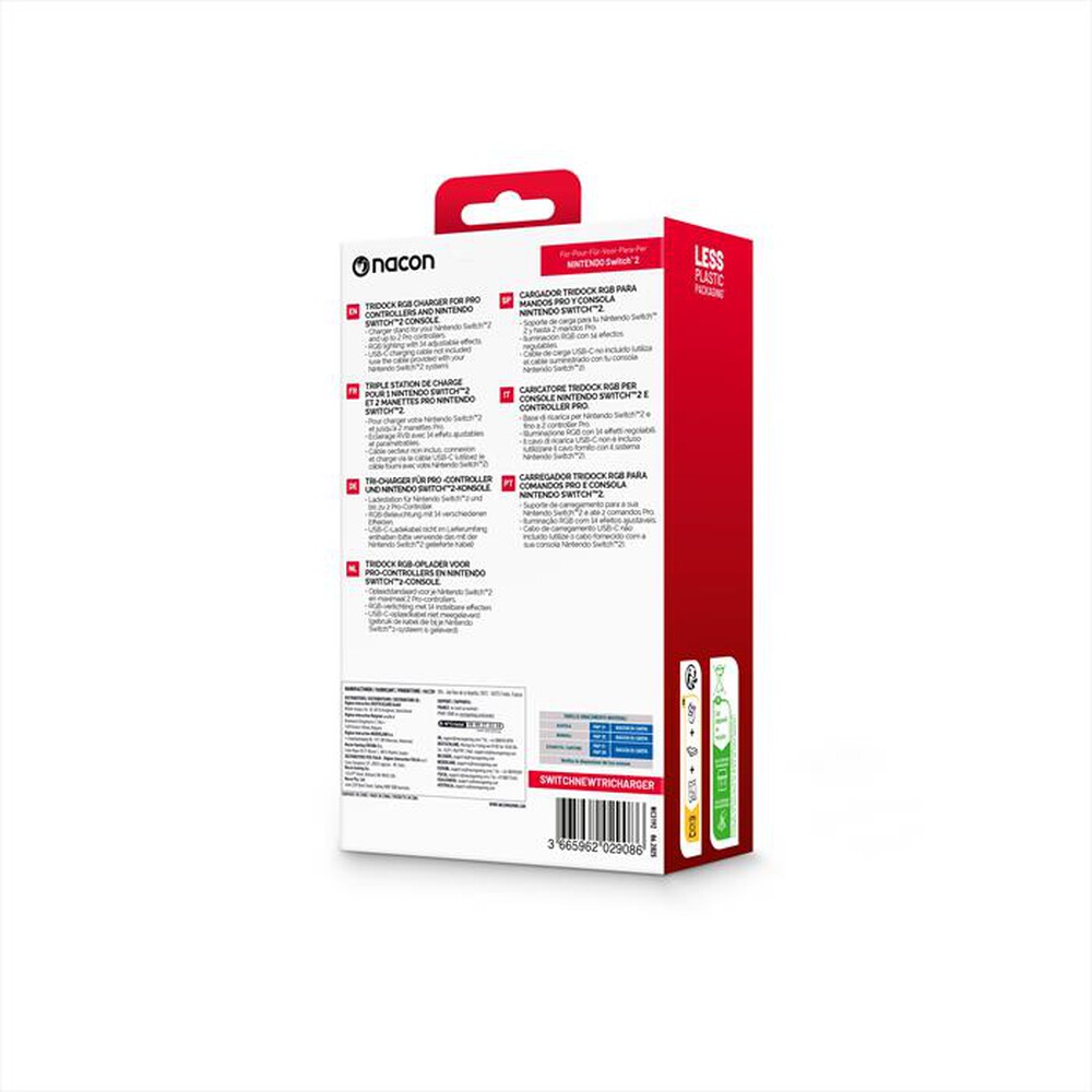 Immagine del prodotto NACON - RICARICA PER SWITCH 2 E 2 CONTROLLER PRO-Nero
