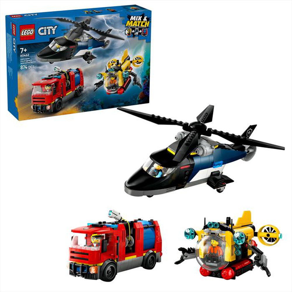 Immagine del prodotto LEGO - CITY Elicottero, autopompa e sottomarino 60462