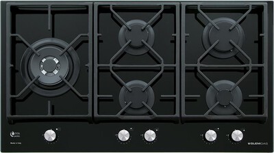 GLEM GAS - Piano cottura a gas GV95TXBK 5 fuochi 90cm-Nero Lucido