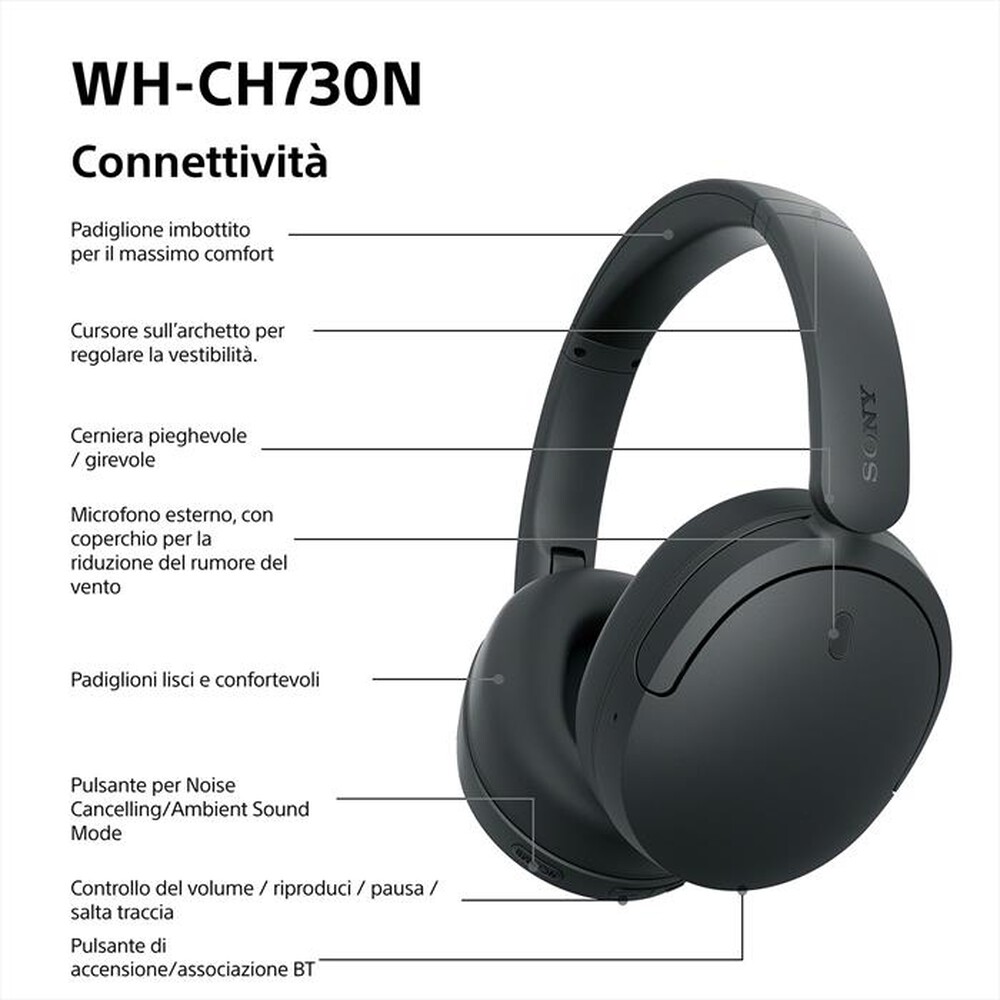 Immagine del prodotto SONY - Cuffie Bluetooth Over-ear WH-CH730N-Black