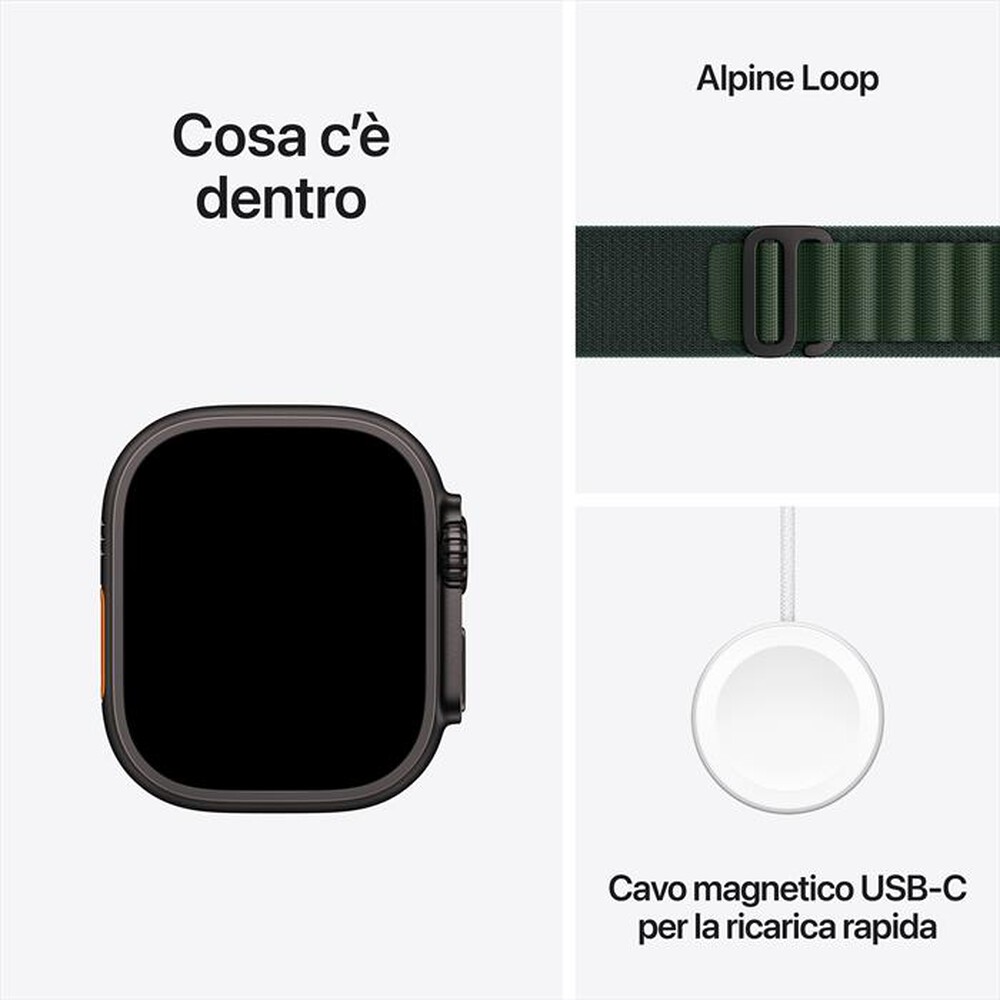 "APPLE - Watch Ultra 2 GPS + Cellular 49mm Titanio-Nero - Alpine Loop Verde - M"