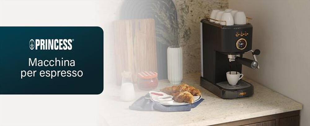 "PRINCESS - MACCHINA CAFFE' ESPRESSO 3 IN 1-Nero / Acciaio-Plastica"