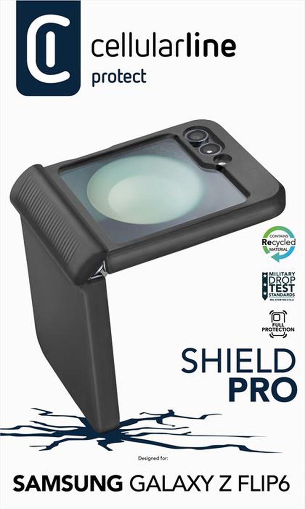 "CELLULARLINE - Cover case SHIELD PRO per Galaxy Z Flip6-Black"