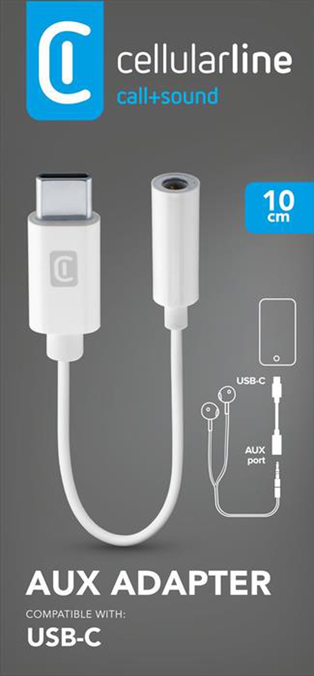Immagine del prodotto CELLULARLINE - MUSICENABLERTYPECW Adattatore da Aux-In a Type-C-Bianco