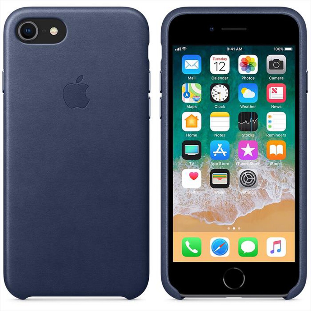 "APPLE - Custodia in pelle per iPhone 8/7-Blu Notte"