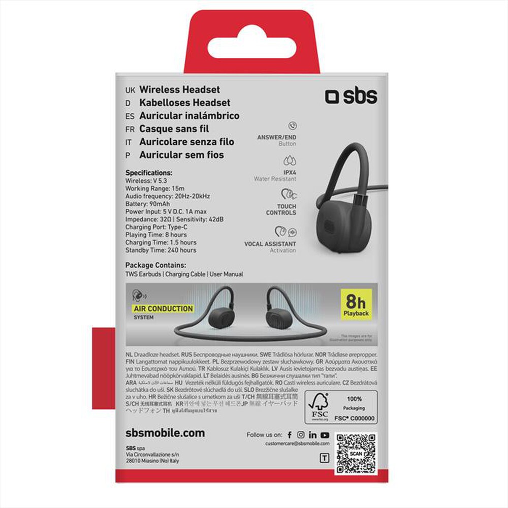 Immagine del prodotto SBS - Auricolare bluetooth TEEREARPULSEBTK-Nero