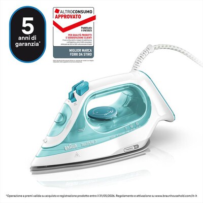 BRAUN - FERRO A VAPORE TEXSTYLE 3 SI3041GR-Bianco/Verde