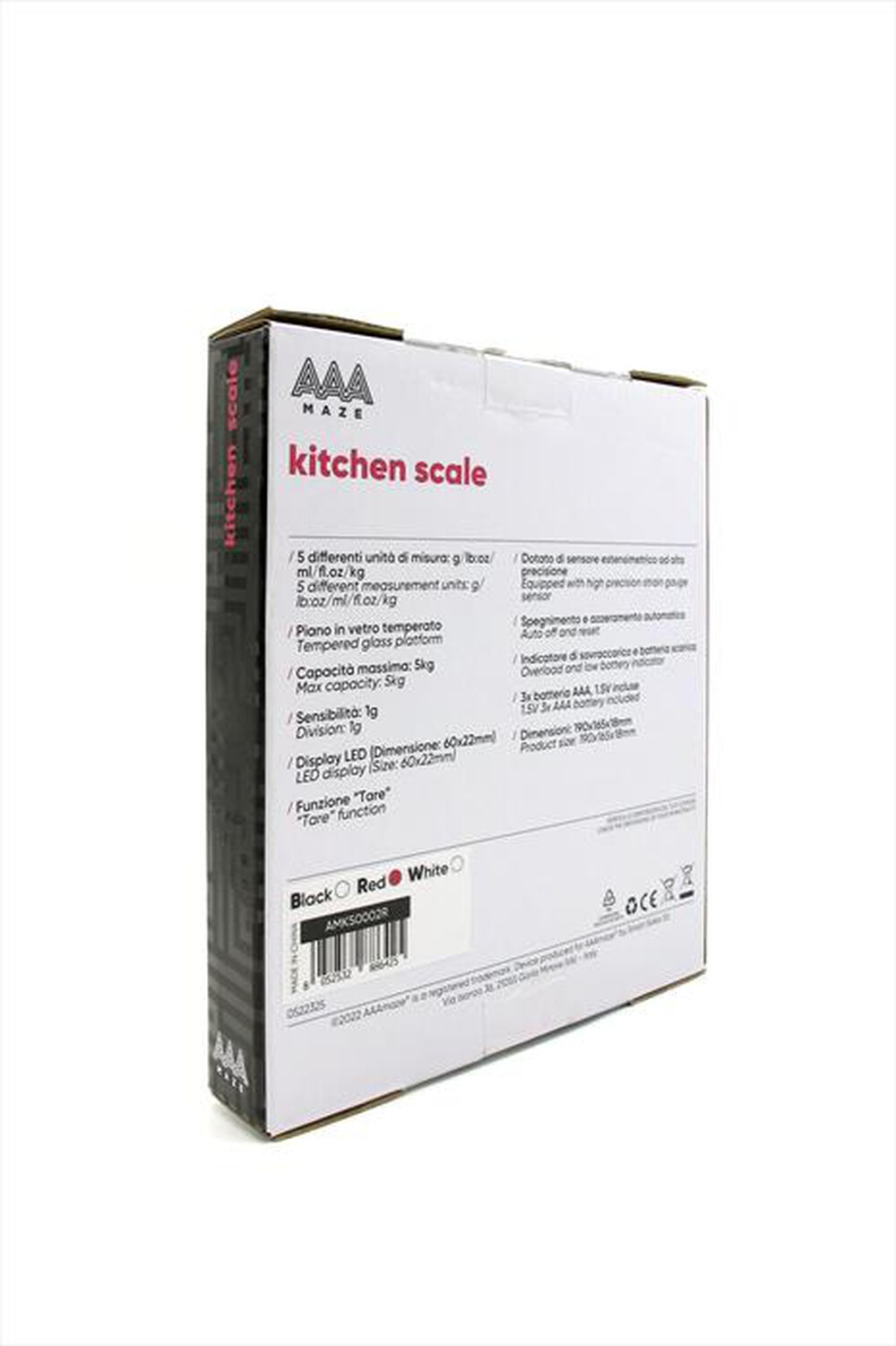 Immagine del prodotto AAAMAZE - Bilancia da cucina AMKS0002R-ROSSA