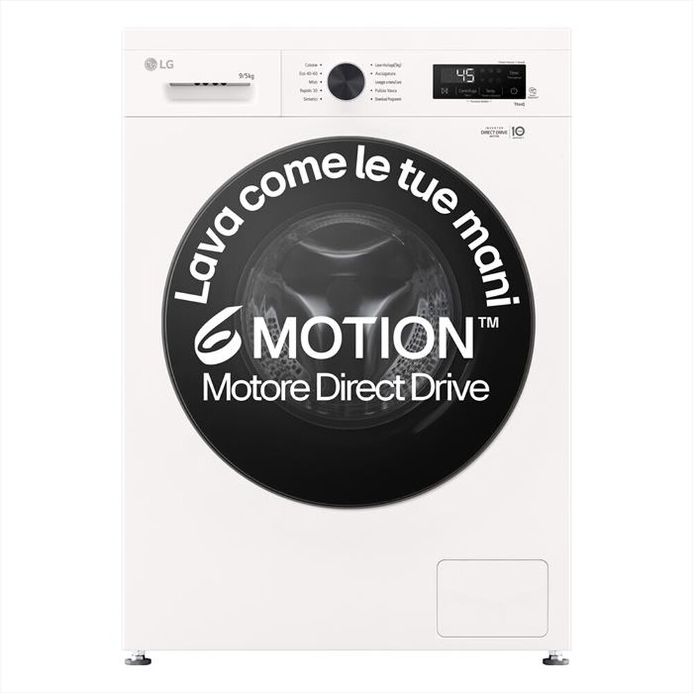 LG - Lavasciuga W4NX1095NWB 6 MOTION 9/5KG Classe A-Essence White