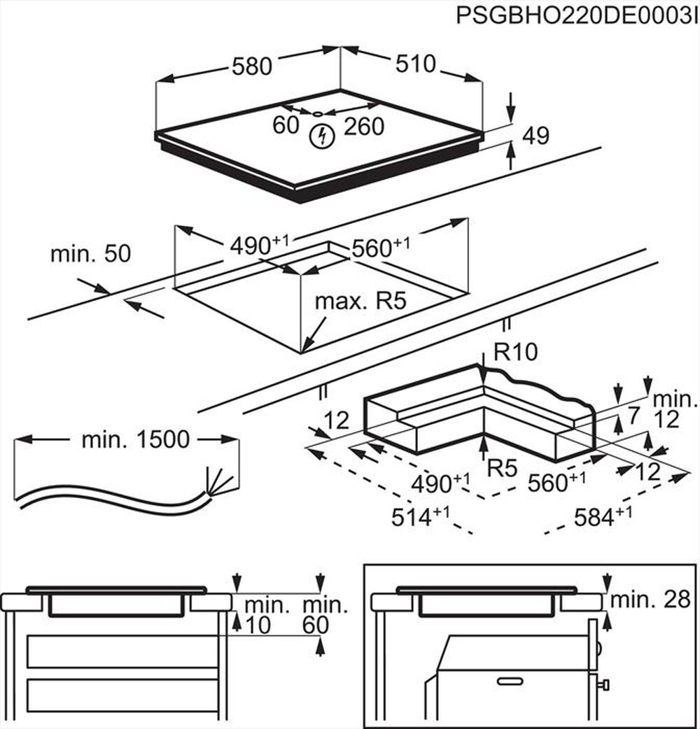 "AEG - Piano cottura elettrico TI64IB30IZ 58 cm-Nero"