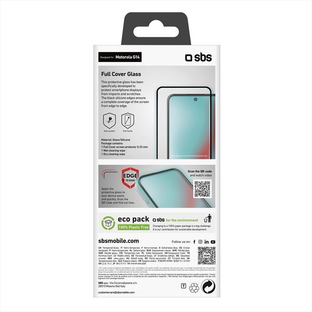 "SBS - Full cover glass TESCRFCMOG14 per Motorola G14-Nero"