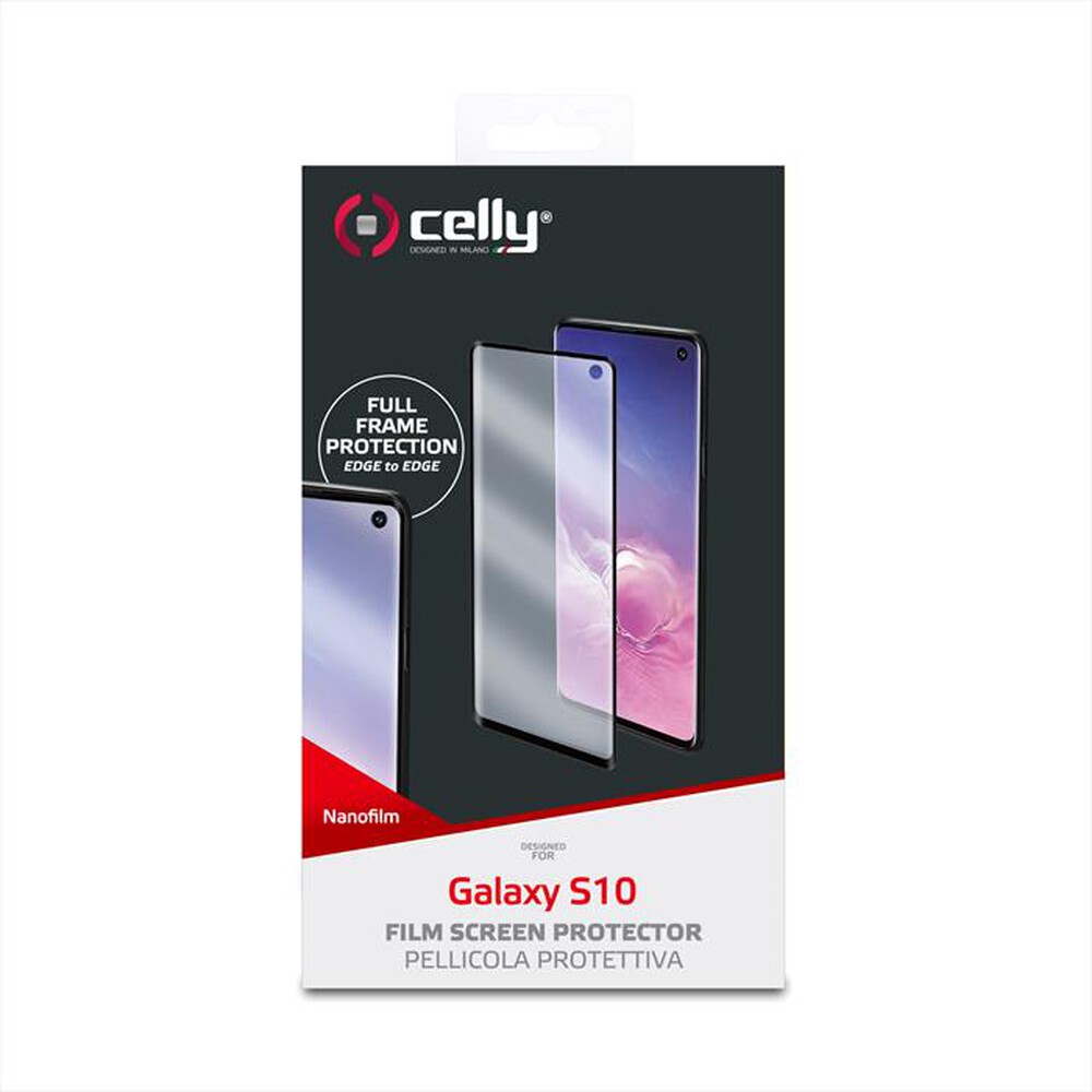 "CELLY - NANOFILM890BK PELLICOLA NANOFILM GALAXY S10-Trasparente bordi neri/PET"