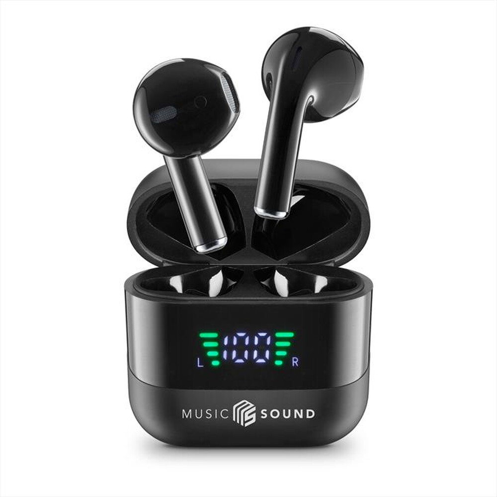 "MUSIC SOUND - AURICOLARI TWS CON DISPLAY LED-Black"