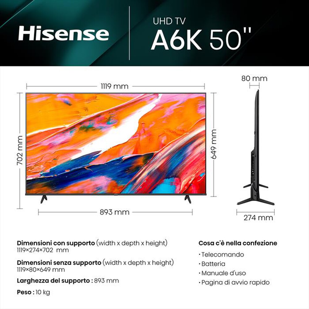Immagine del prodotto HISENSE - Smart TV LED UHD 4K 50" 50A69K-Black