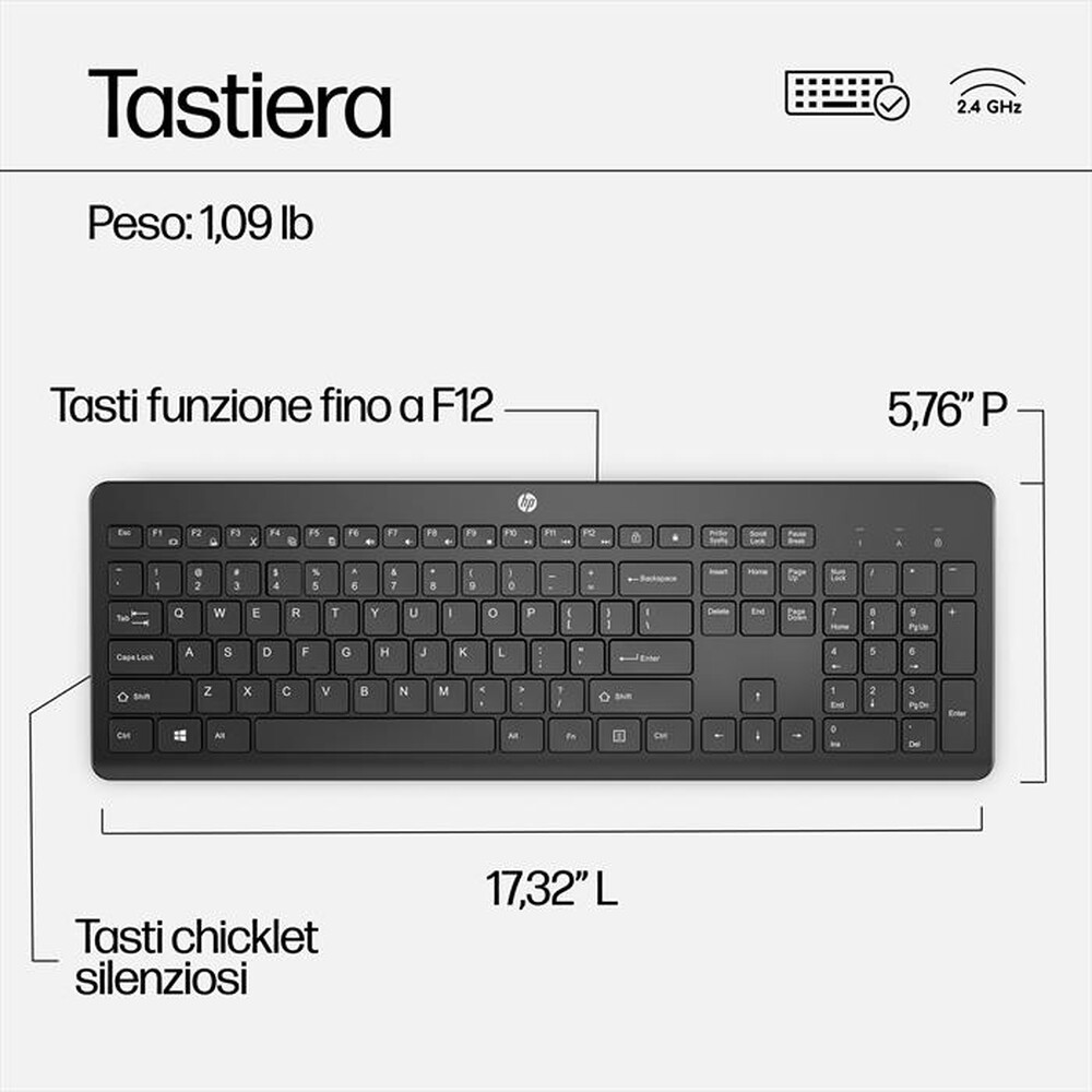 Immagine del prodotto HP - COMBO TASTIERA E MOUSE HP 230-Nero
