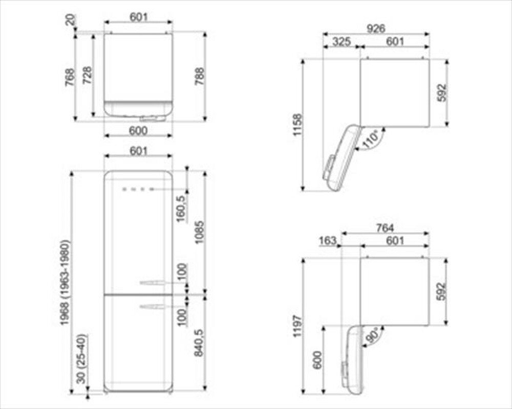 Immagine del prodotto SMEG - Frigorifero combinato FAB32LCR5 Classe D 350lt-Panna