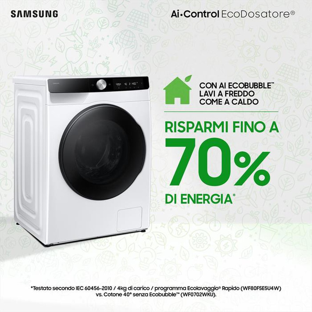 "SAMSUNG - Lavasciuga 11/6 Kg WD11DG6B85BKU3 Classe A-bianca con oblò e display nero"