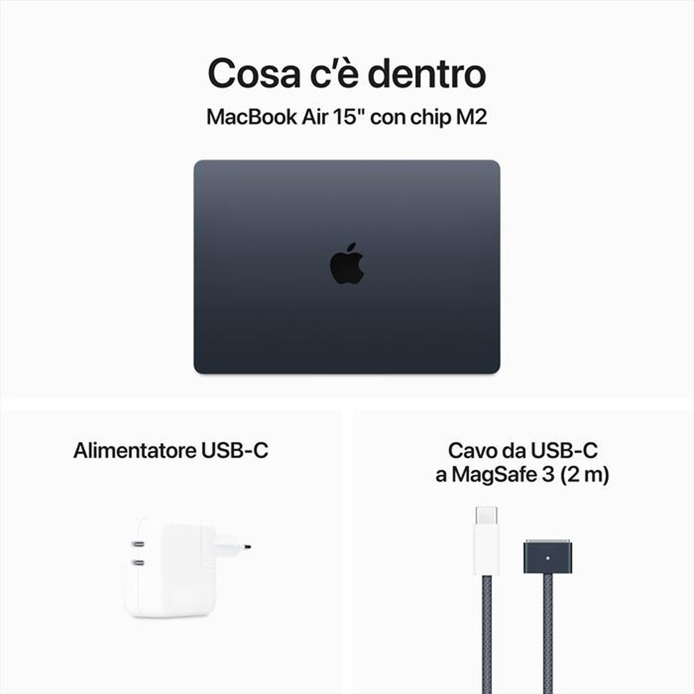 Immagine del prodotto APPLE - MacBook Air 15" M2 8-core CPU 10-core GPU 256GB-Mezzanotte