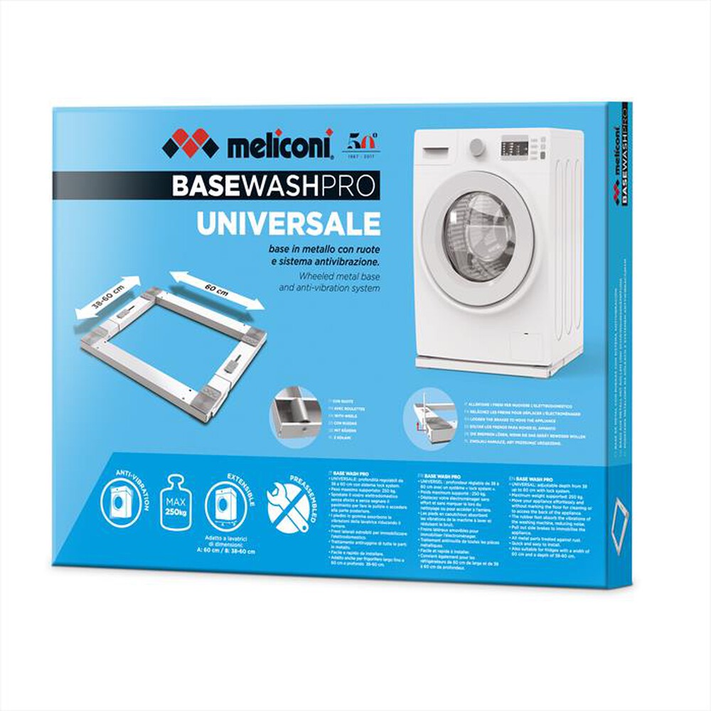 "MELICONI - BASE WASH PRO Base con ruote-Metallo, bianco"