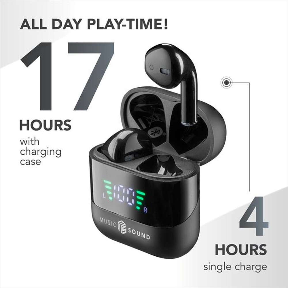 Immagine del prodotto MUSIC SOUND - AURICOLARI TWS CON DISPLAY LED-Black