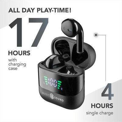 MUSIC SOUND - AURICOLARI TWS CON DISPLAY LED-Black
