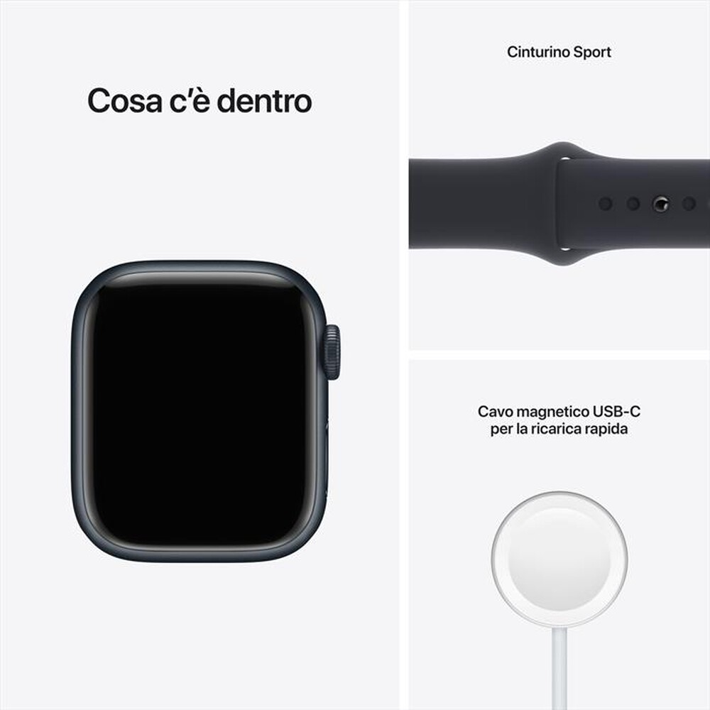 "APPLE - Watch Series 7 GPS 41mm Alluminio-Cinturino Sport Mezzanotte"