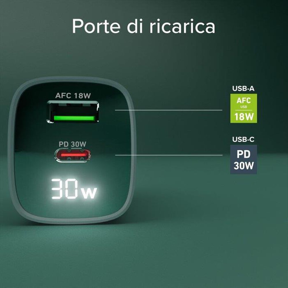 Immagine del prodotto SBS - Caricabatterie da parete 30W TETRGANLCD1USB1C30A-Verde