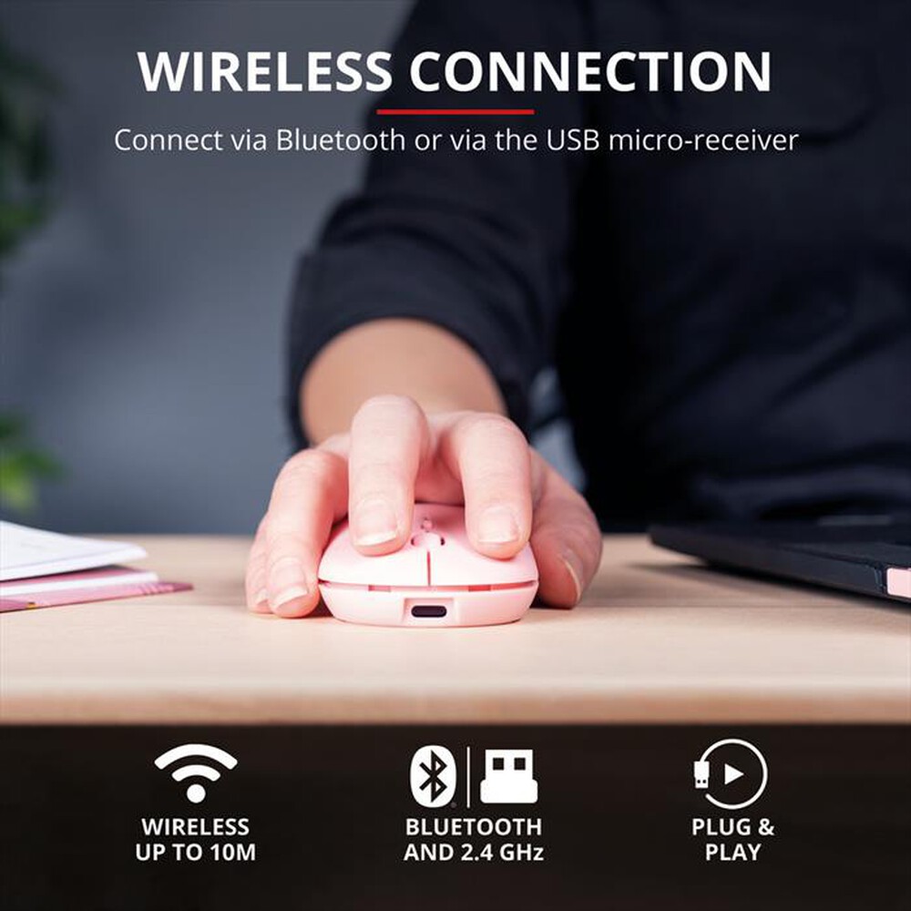 "TRUST - PUCK WIRELESS MOUSE PINK-Pink"